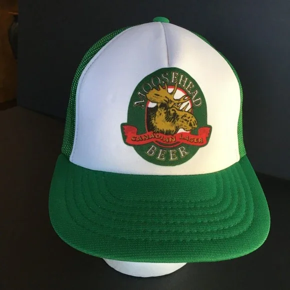 NEW Vintage 1980's Moosehead Beer Green White Trucker Hat Cap Polyfoam Snapback - Picture 5 of 13
